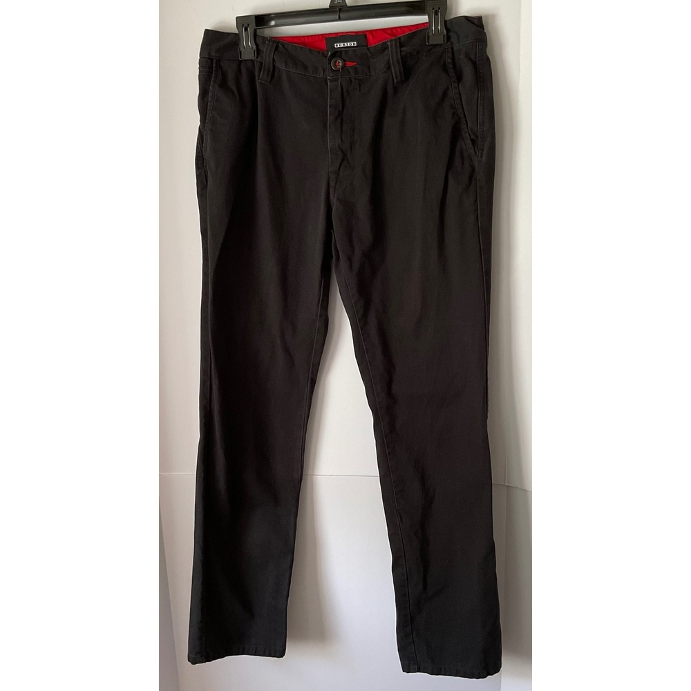 Burton Mens Black Chino Pants Size 32 Straight Leg Cotton Twill Skate Trousers